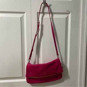 Kate Spade Crossbody Zip Bag Hot Pink Leather Zip Compartment 13X8